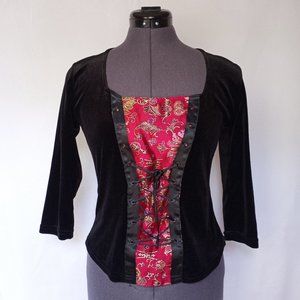 Rave City Victorian/Goth Velvet and Satin Brocade Corset Tie Top